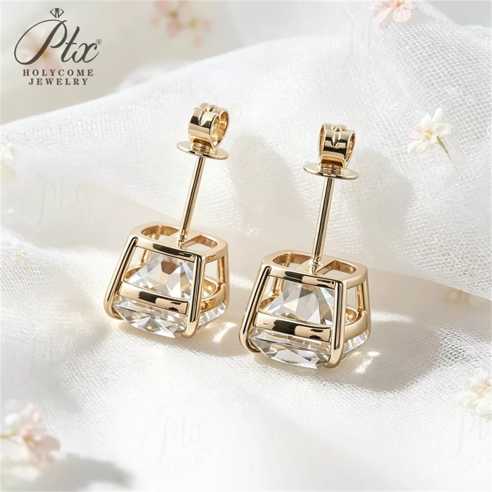 Lab-Grown Diamond 1.0ct–4.0ct Cushion Cut Earrings Wholesale detail view 5
