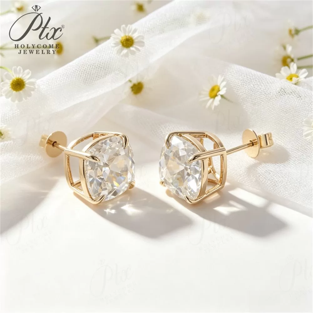 Lab-Grown Diamond 1.0ct–4.0ct Cushion Cut Earrings Wholesale detail view 6
