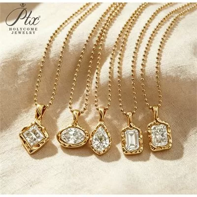 Lab-Grown Diamond Emerald Cut Necklace Wholesale S925 Silver