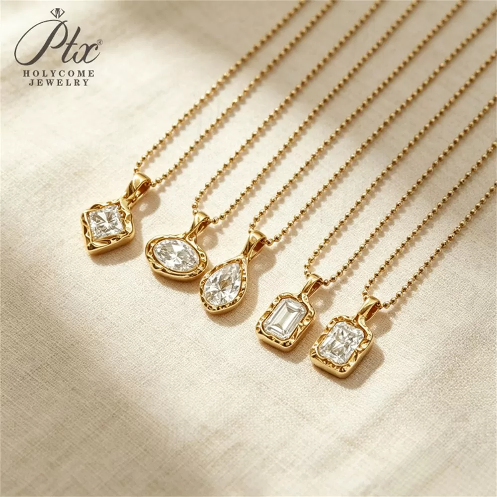 Lab-Grown Diamond Emerald Cut Necklace Wholesale S925 Silver detail view 2