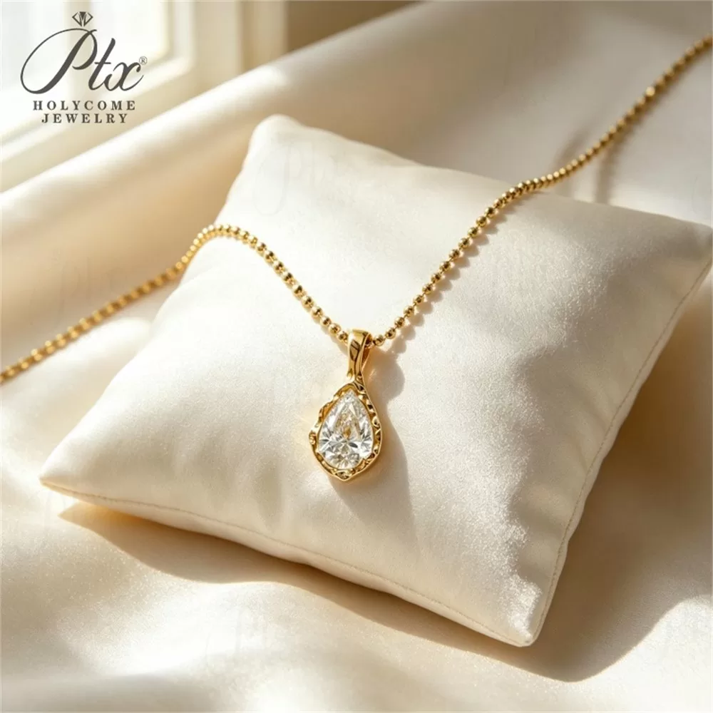 Lab-Grown Diamond Emerald Cut Necklace Wholesale S925 Silver detail view 6