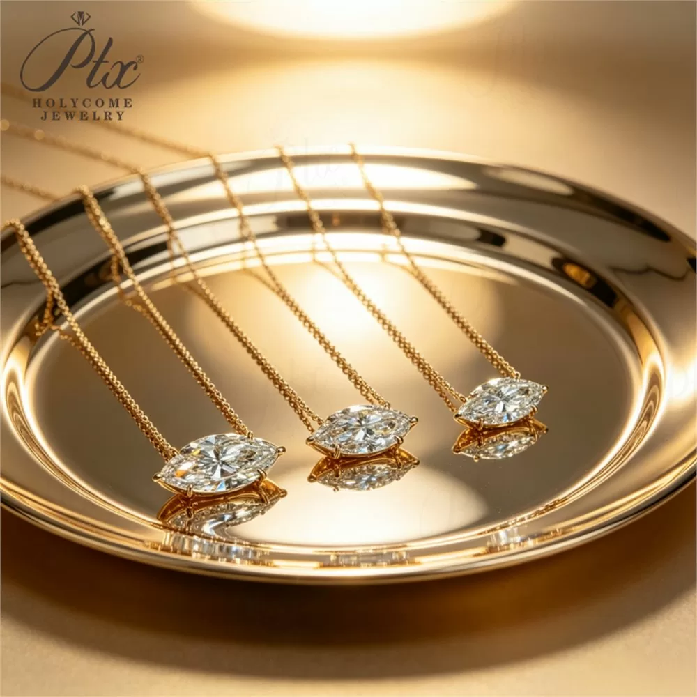 Lab-Grown Diamond Marquise Cut Necklace Wholesale S925 Silver detail view 6