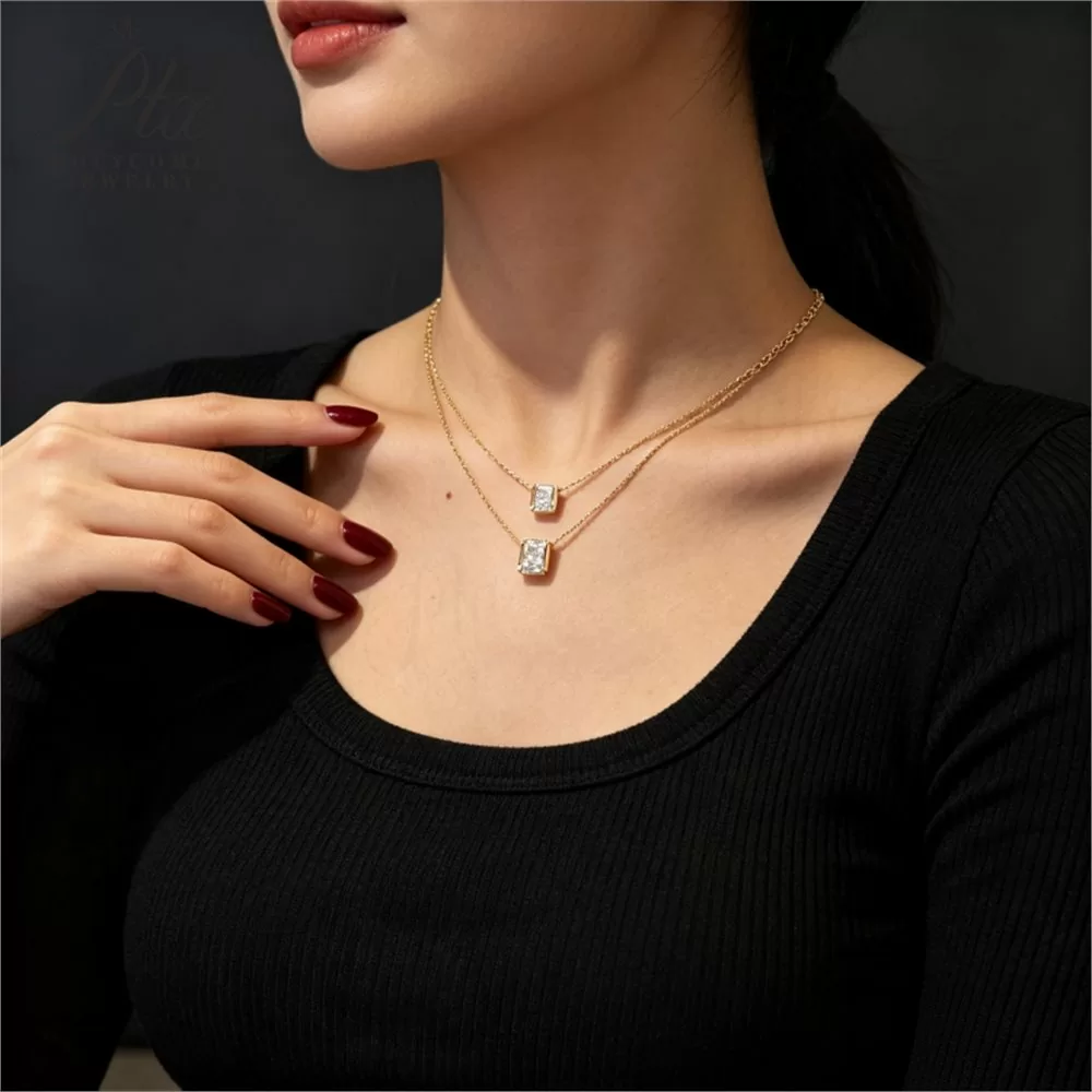 Lab-Grown Diamond 12.0ct Radiant Cut Necklace Wholesale IF IGI detail view 6