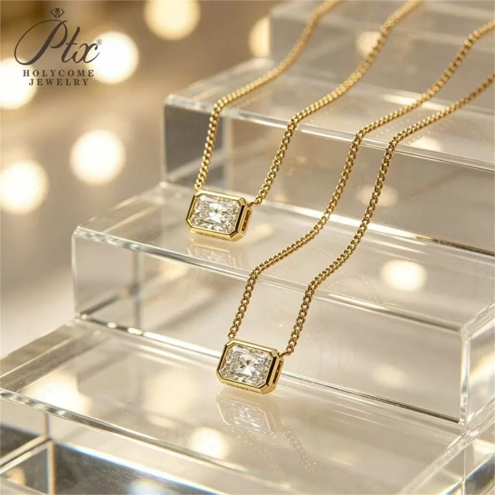 Lab-Grown Diamond Radiant Cut Necklace Wholesale S925 Silver detail view 2