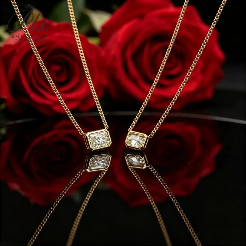 Lab-Grown Diamond Radiant Cut Necklace Wholesale S925 Silver detail view 3