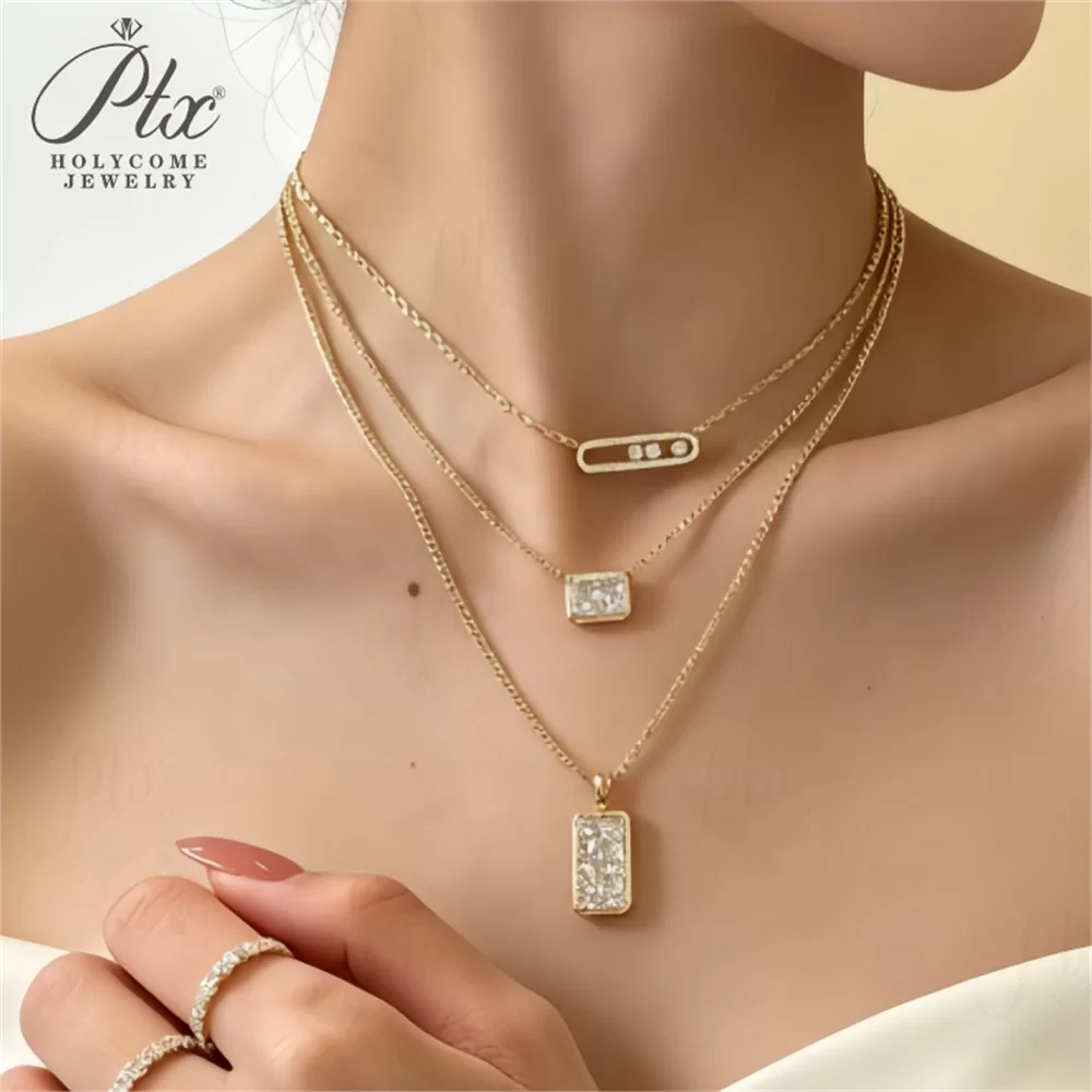 Lab-Grown Diamond Radiant Cut Necklace Wholesale S925 Silver detail view 5