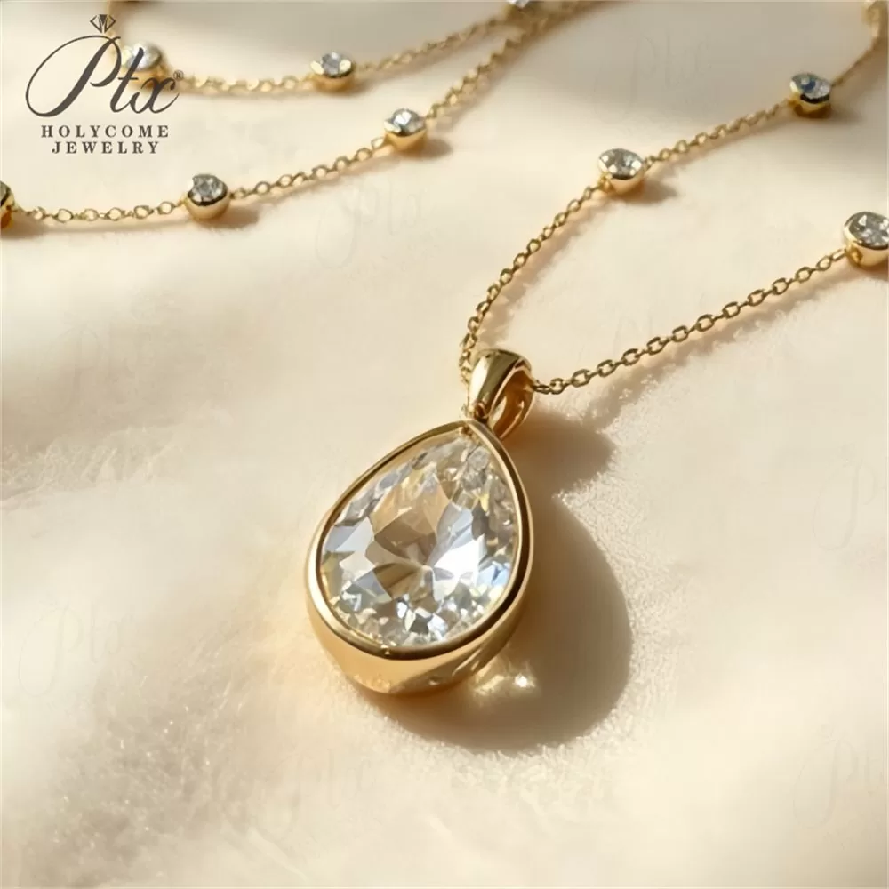 Lab-Grown Diamond Round Cut Necklace Wholesale 18K Gold IF IGI detail view 4