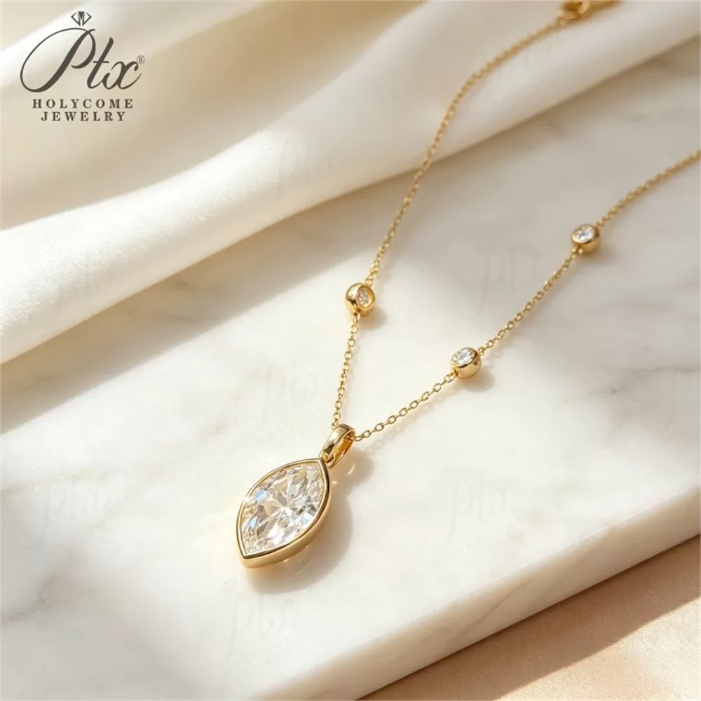 Lab-Grown Diamond Round Cut Necklace Wholesale 18K Gold IF IGI detail view 6