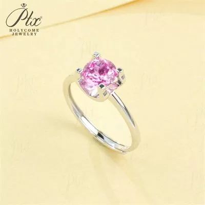 Lab-Grown Padparadscha Sapphire Round Cut Ring Wholesale IGI