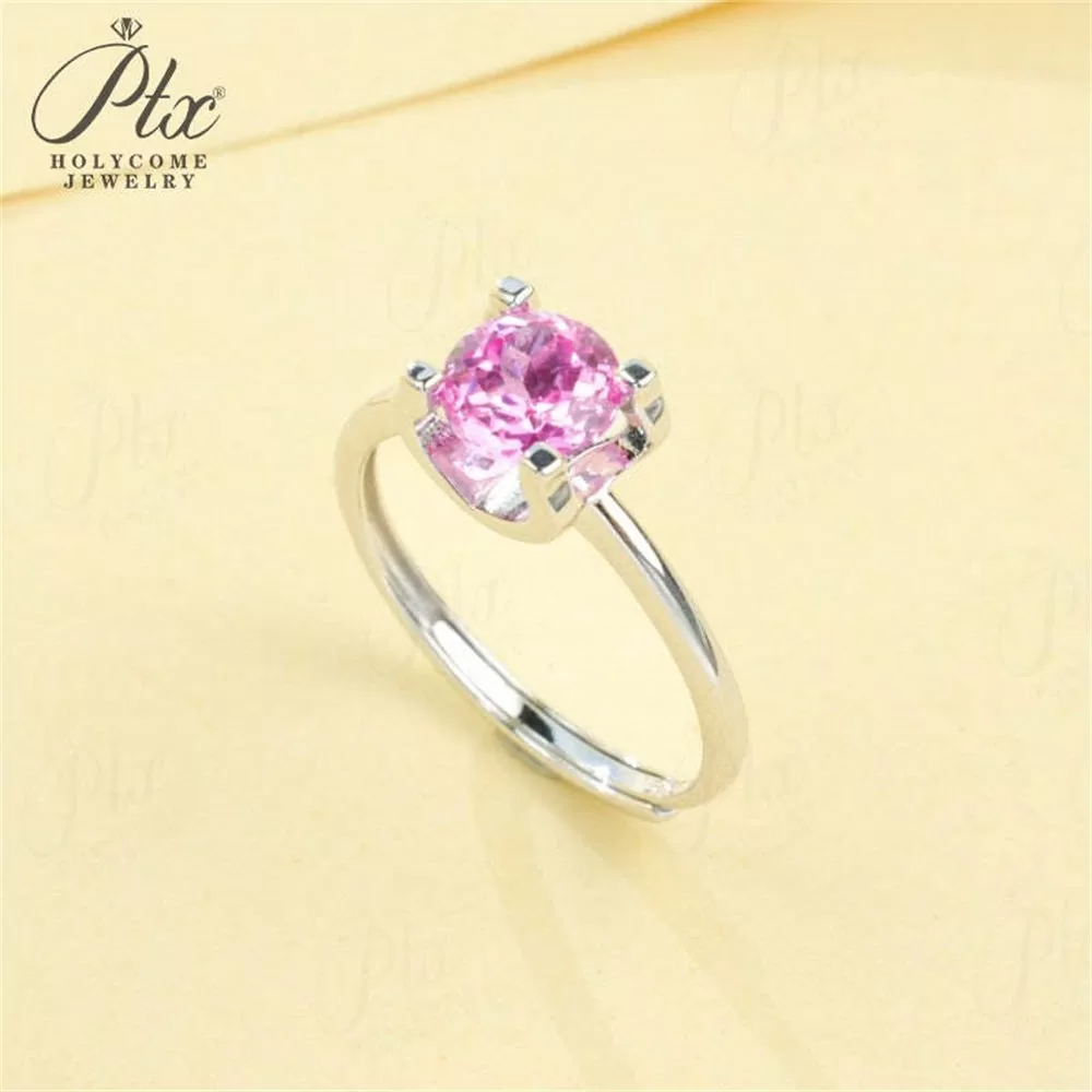 Lab-Grown Padparadscha Sapphire Round Cut Ring Wholesale IGI