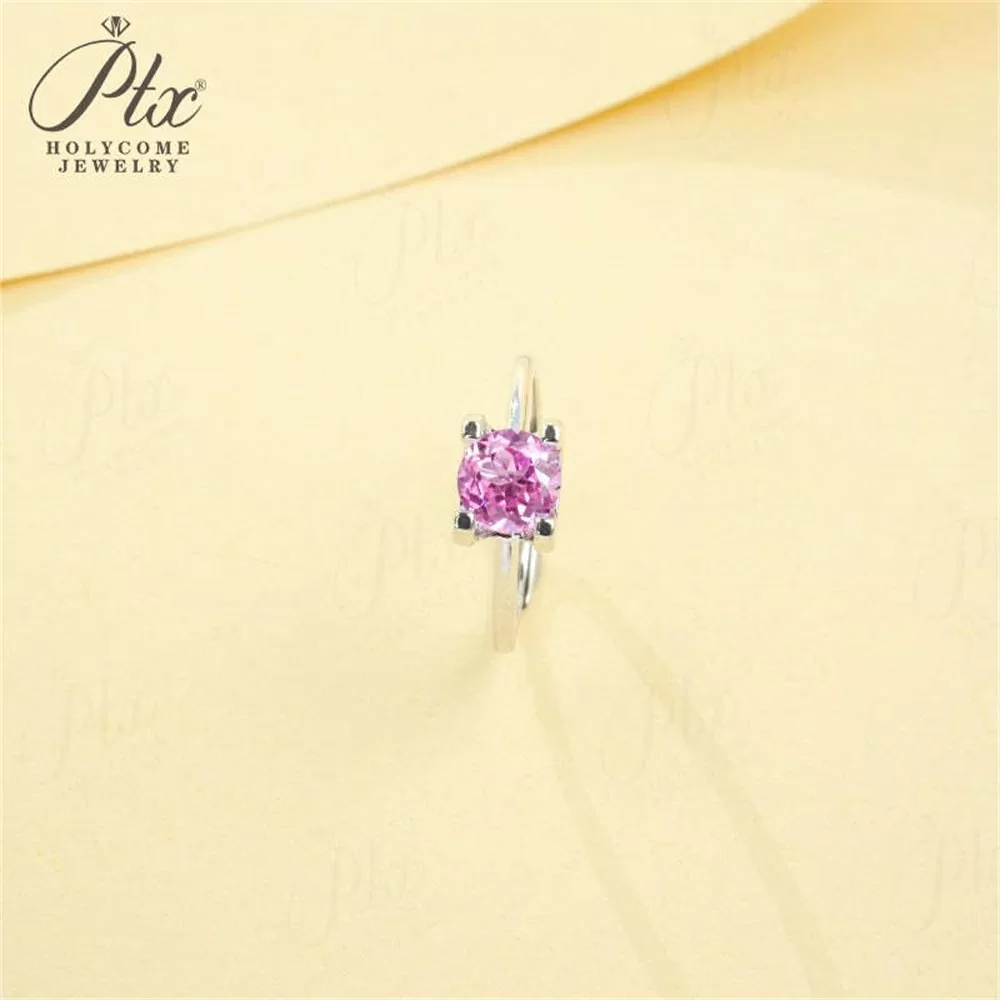 Lab-Grown Padparadscha Sapphire Round Cut Ring Wholesale IGI detail view 3