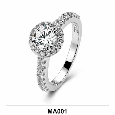 Moissanite 0.5ct–3.0ct Ring Wholesale S925 Silver VVS1 GRA Model MA001