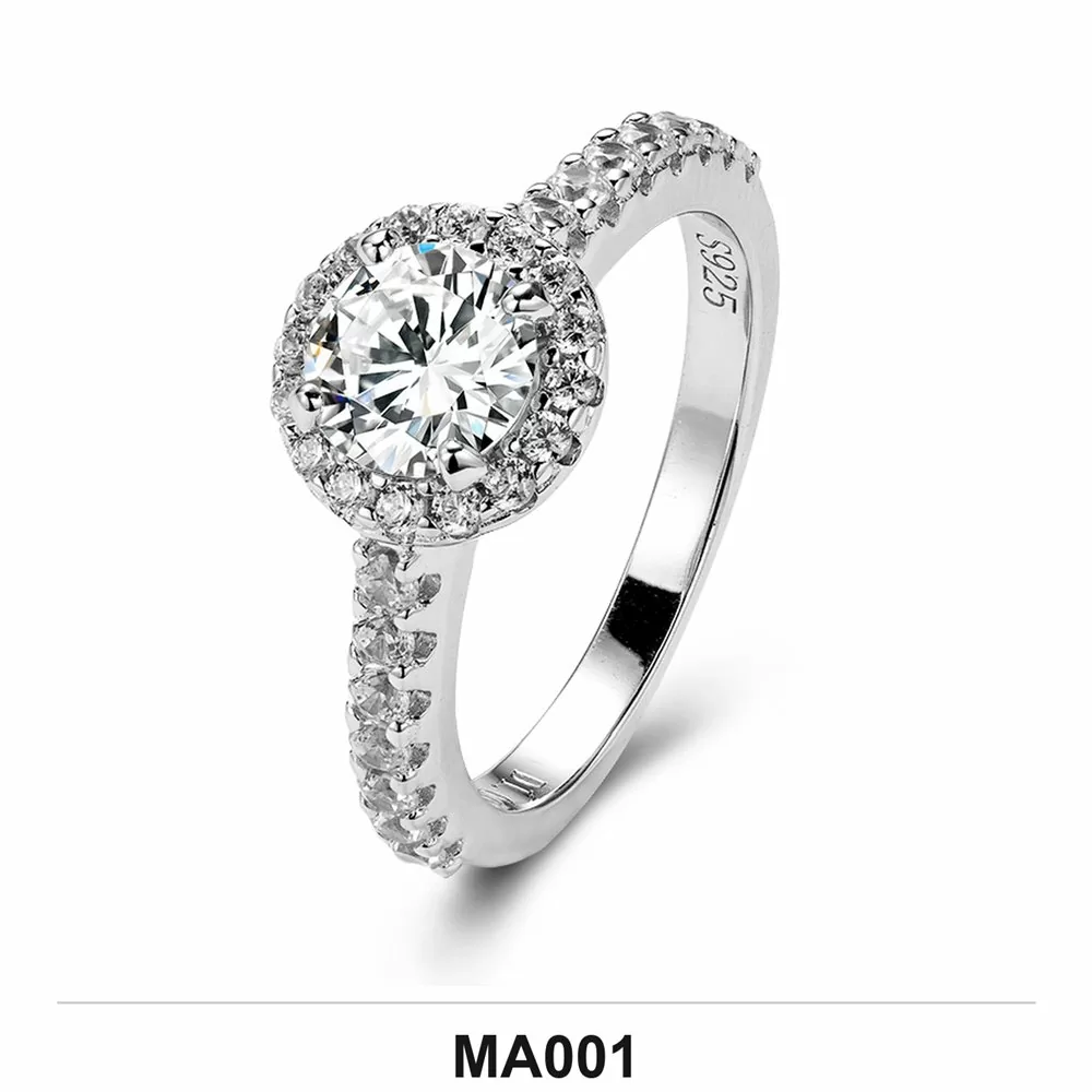Moissanite 0.5ct–3.0ct Ring Wholesale S925 Silver VVS1 GRA Model MA001