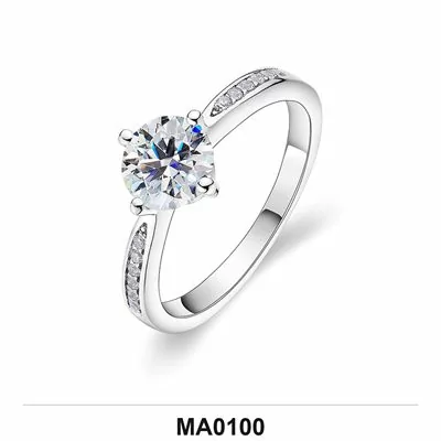 Moissanite 0.5ct–3.0ct Ring Wholesale S925 Silver VVS1 GRA Model MA0100