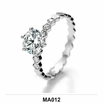 Moissanite 0.5ct–3.0ct Ring Wholesale S925 Silver VVS1 GRA Model MA012