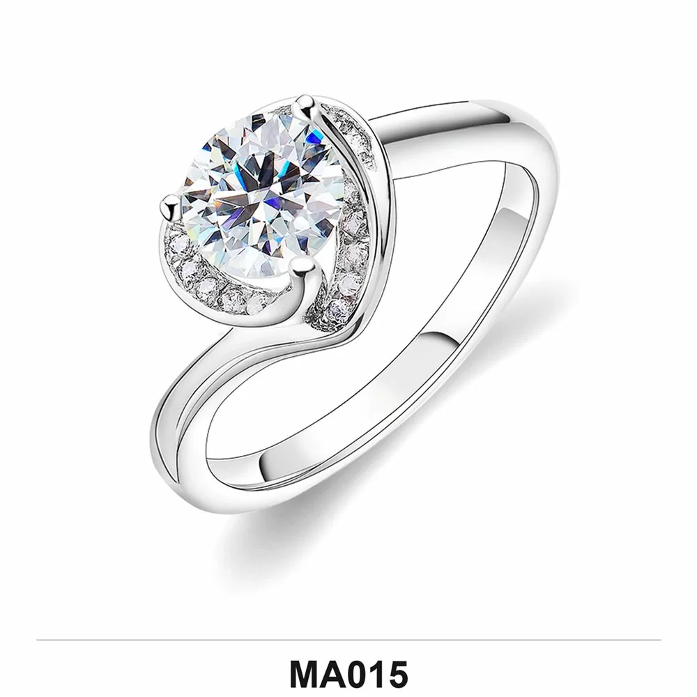 Moissanite 0.5ct–3.0ct Ring Wholesale S925 Silver VVS1 GRA Model MA015 detail view 2