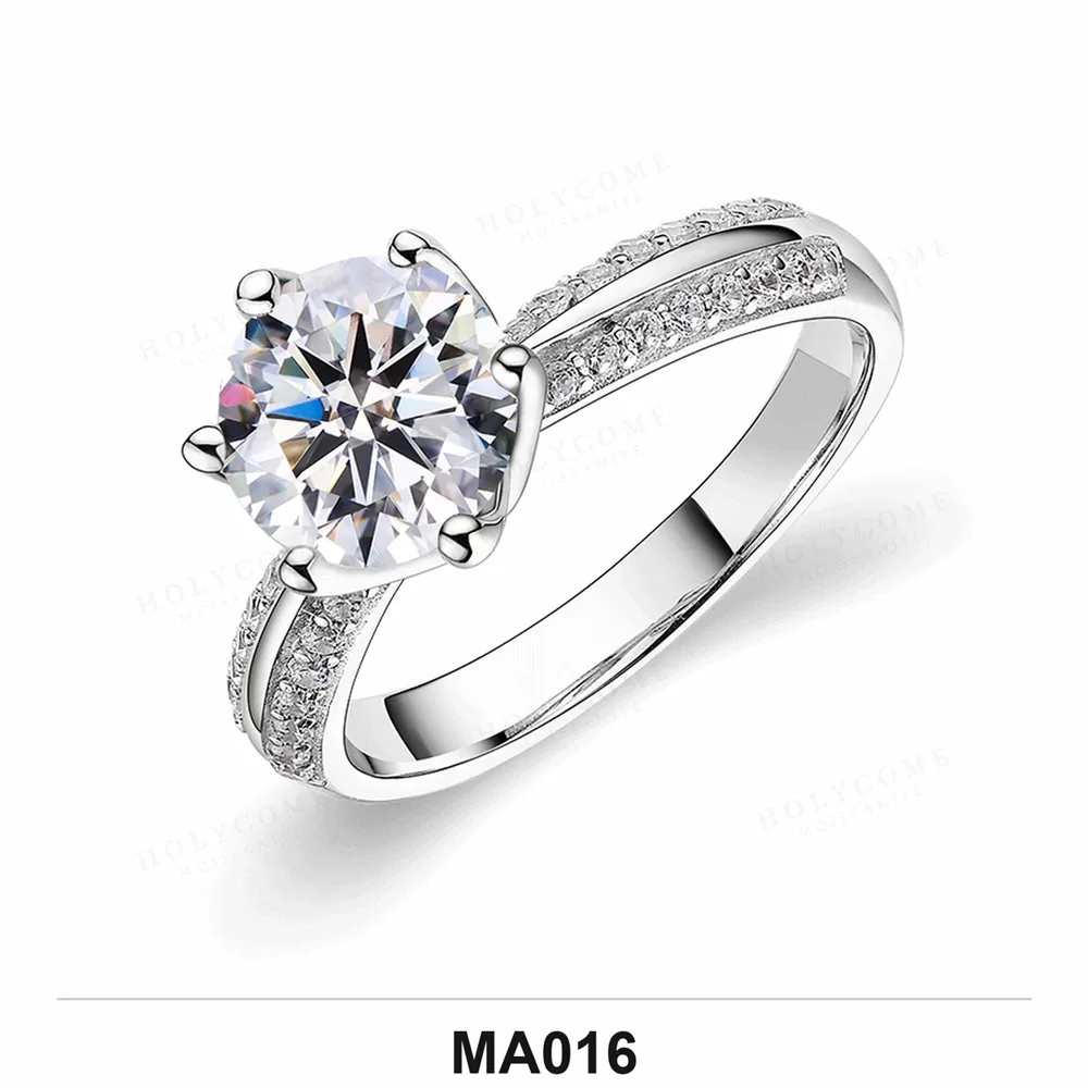 Moissanite 0.5ct–3.0ct Ring Wholesale S925 Silver VVS1 GRA Model MA016 detail view 2