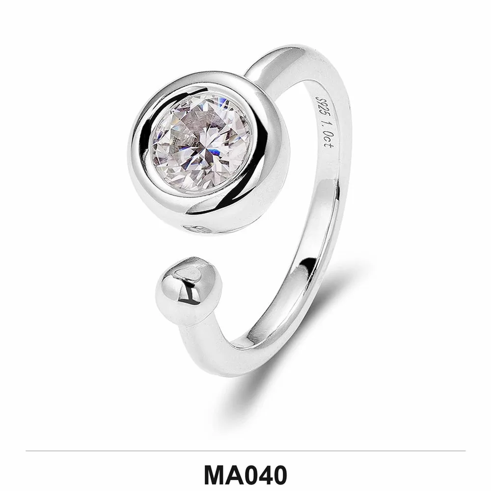 Moissanite 0.5ct–3.0ct Ring Wholesale S925 Silver VVS1 GRA Model MA040