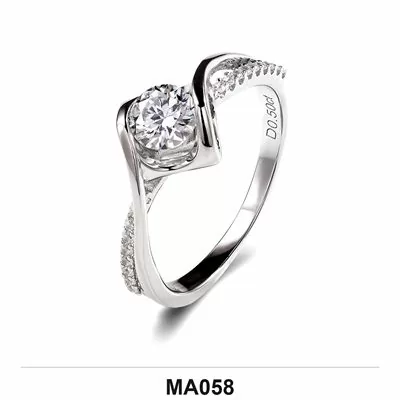 Moissanite 0.5ct–3.0ct Ring Wholesale S925 Silver VVS1 GRA Model MA058
