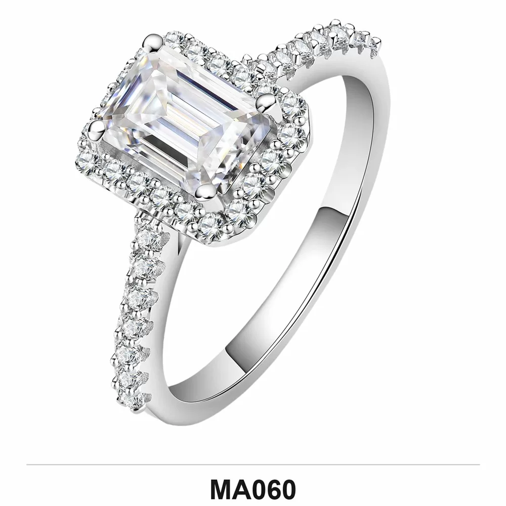 Moissanite 0.5ct–3.0ct Ring Wholesale S925 Silver VVS1 GRA Model MA060
