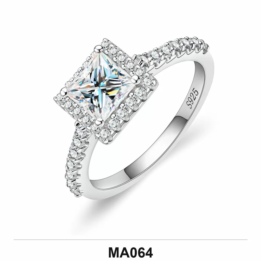 Moissanite 0.5ct–3.0ct Ring Wholesale S925 Silver VVS1 GRA Model MA064
