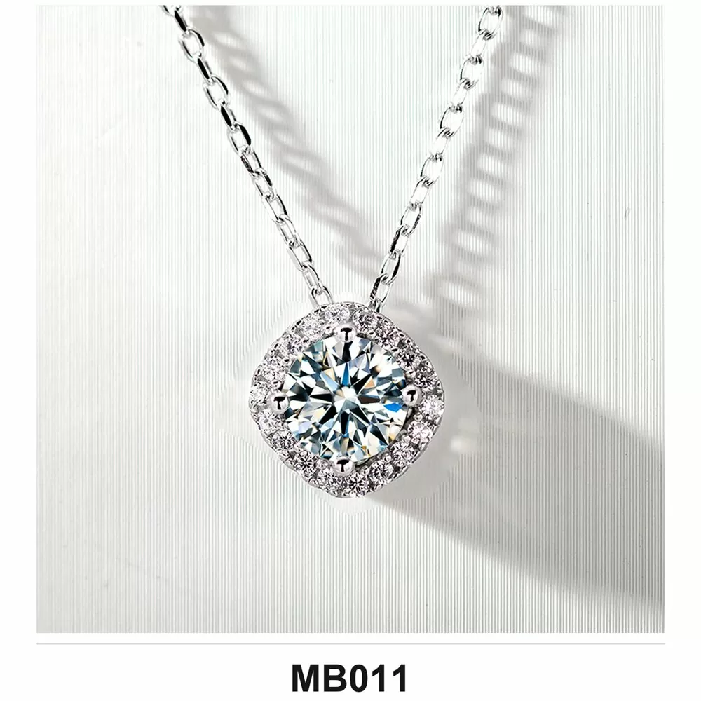 Moissanite 1.0ct–3.0ct Necklace Wholesale S925 Silver VVS1 GRA — MB011