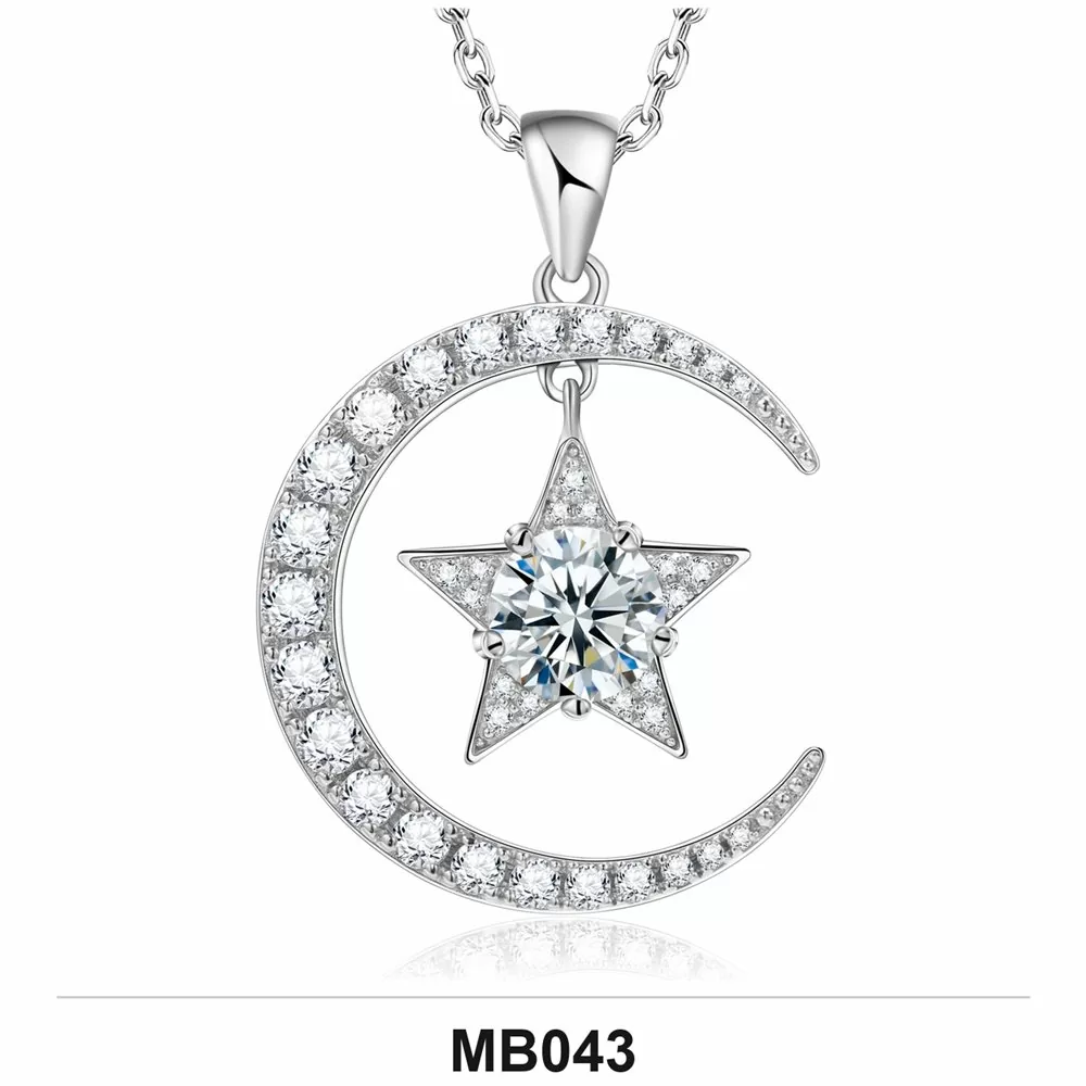 Moissanite 1.0ct–3.0ct Necklace Wholesale S925 Silver VVS1 GRA — MB043