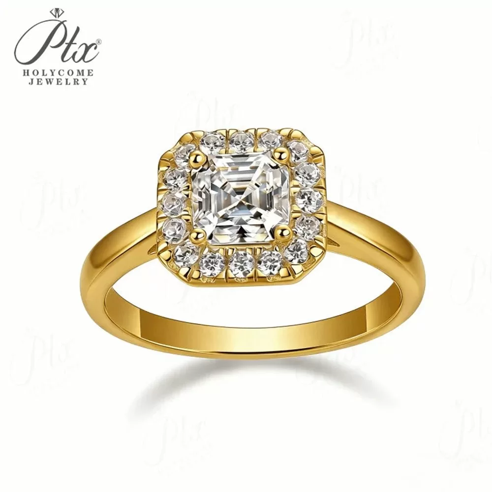 Moissanite 0.9ct Asscher Cut Ring Wholesale S925 Silver VVS1