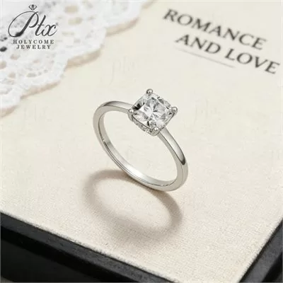 Moissanite 1.5ct–2.5ct Cushion Cut Ring Wholesale Yellow Gold