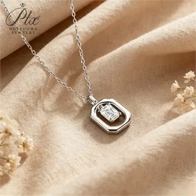 Moissanite 1.0ct Emerald Cut Necklace Wholesale S925 Silver