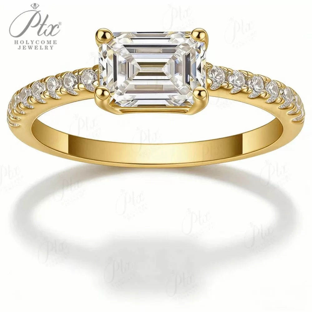 Moissanite 1.0ct Emerald Cut Ring Wholesale S925 Silver GRA