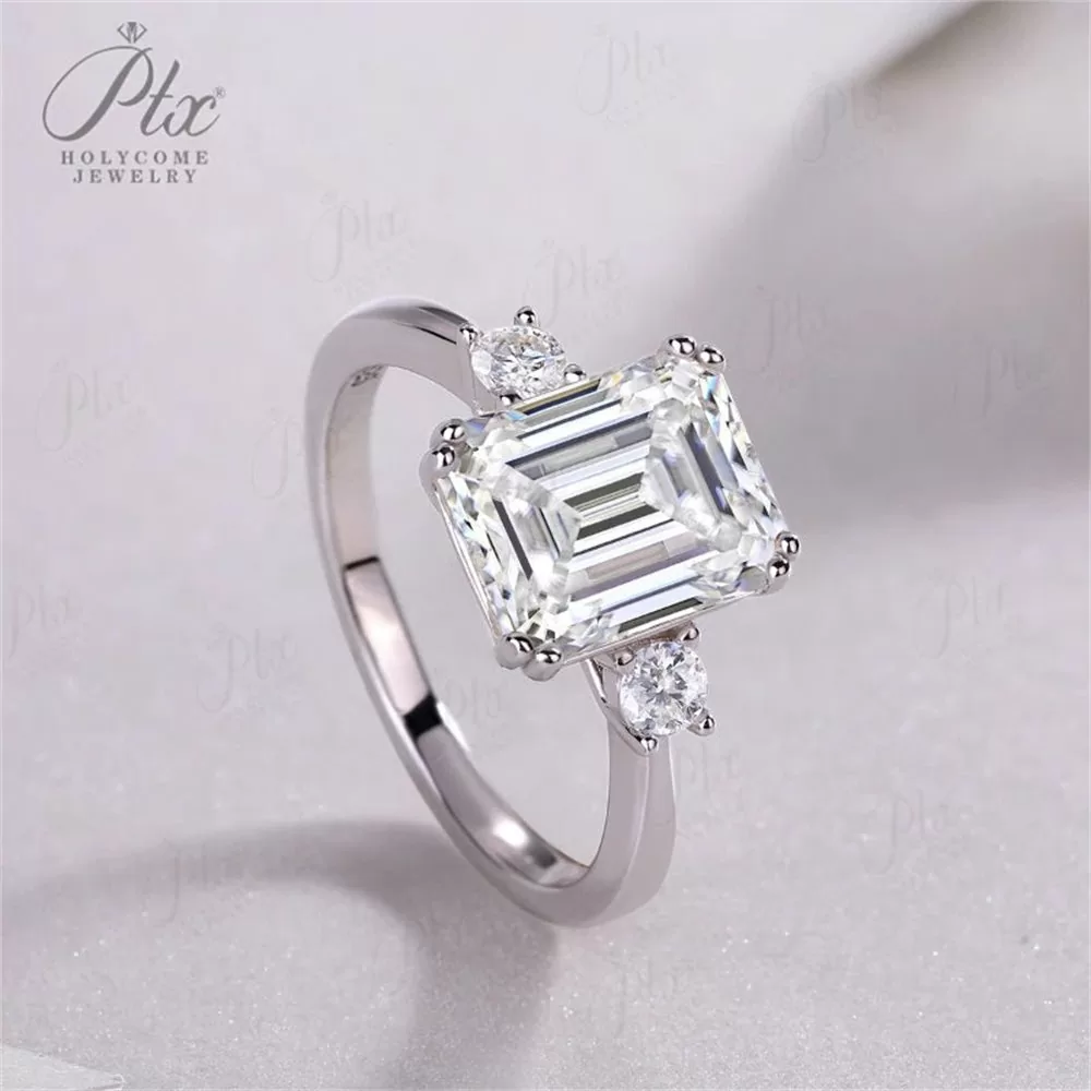 Moissanite Emerald Cut Ring Wholesale S925 Silver IF GRA detail view 4
