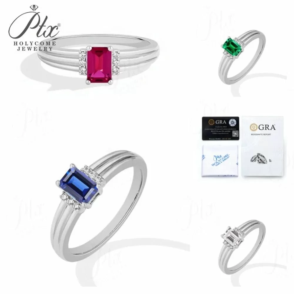 Moissanite Emerald Cut Ring Wholesale S925 Silver GRA