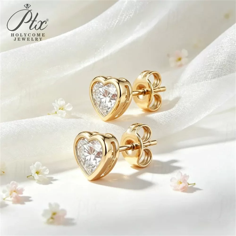 Moissanite 1.0ct–4.0ct Heart Cut Earrings Wholesale VVS1 GRA detail view 3