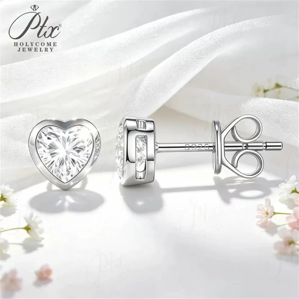 Moissanite 1.0ct–4.0ct Heart Cut Earrings Wholesale VVS1 GRA detail view 5