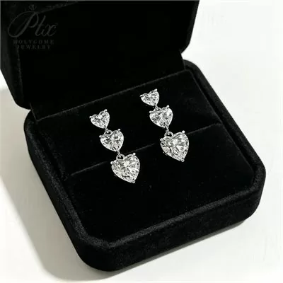 Moissanite 5.0ct Heart Cut Earrings Wholesale S925 Silver VVS1