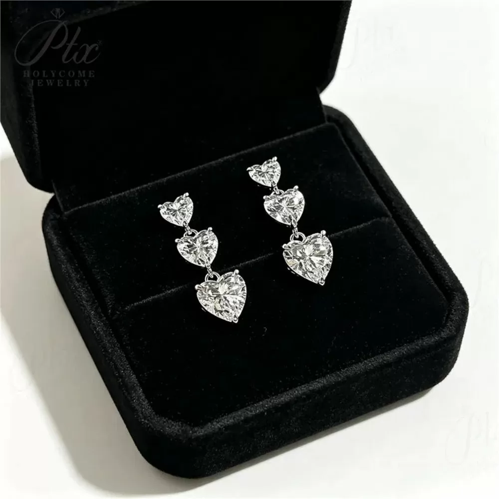 Moissanite 5.0ct Heart Cut Earrings Wholesale S925 Silver VVS1
