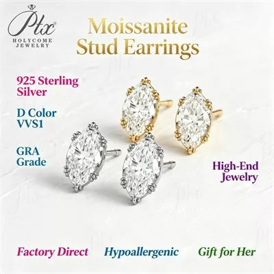 Moissanite 1.0ct–2.0ct Marquise Cut Earrings Wholesale VVS1