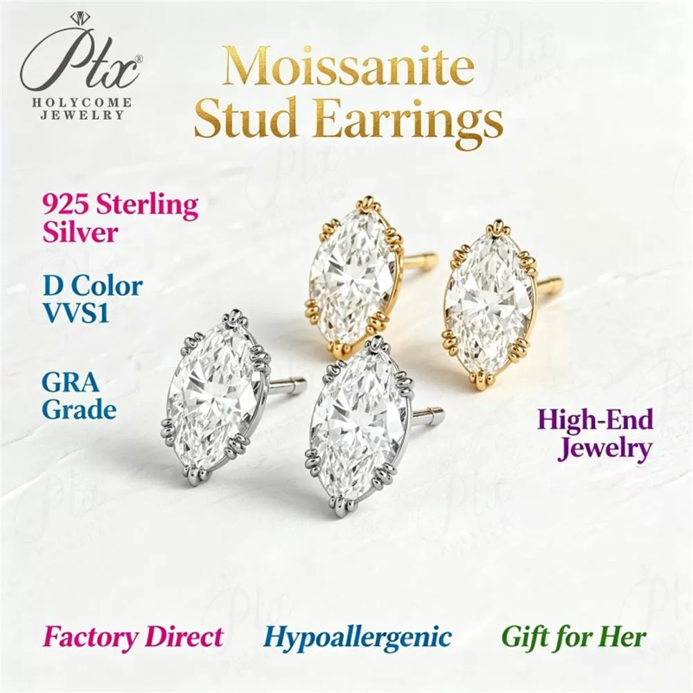 Moissanite 1.0ct–2.0ct Marquise Cut Earrings Wholesale VVS1