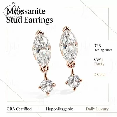 Moissanite 2.0ct Marquise Cut Earrings Wholesale S925 Silver
