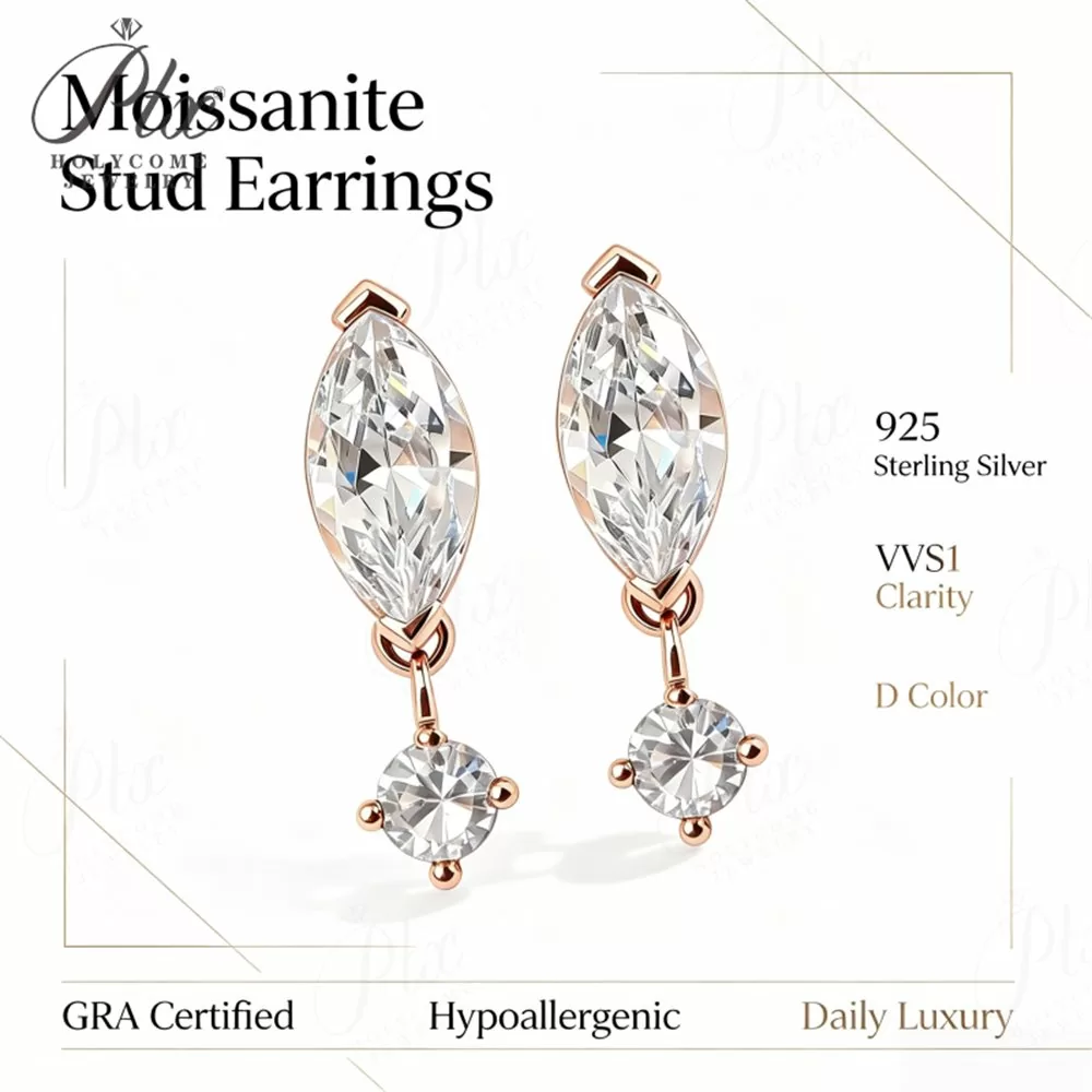 Moissanite 2.0ct Marquise Cut Earrings Wholesale S925 Silver