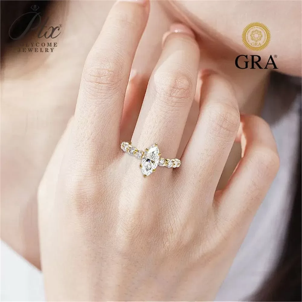 Moissanite 2.0ct Marquise Cut Ring Wholesale S925 Silver VVS1 detail view 3