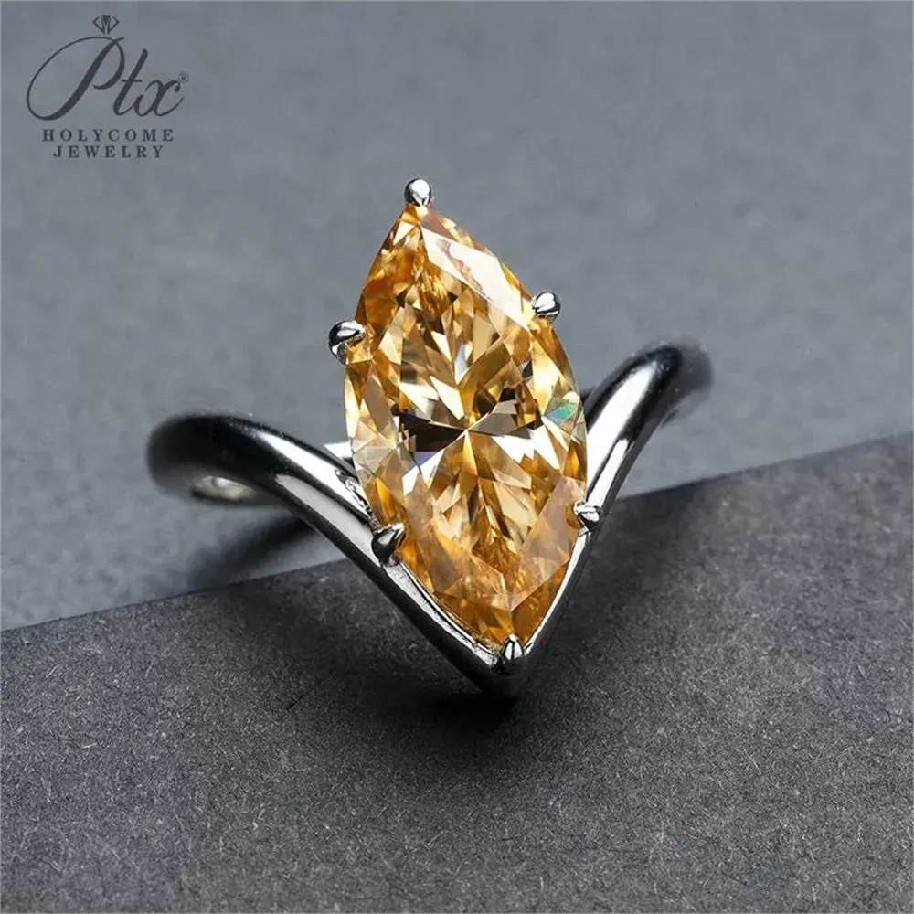 Moissanite 5.0ct Marquise Cut Ring Wholesale S925 Silver VVS1 detail view 2