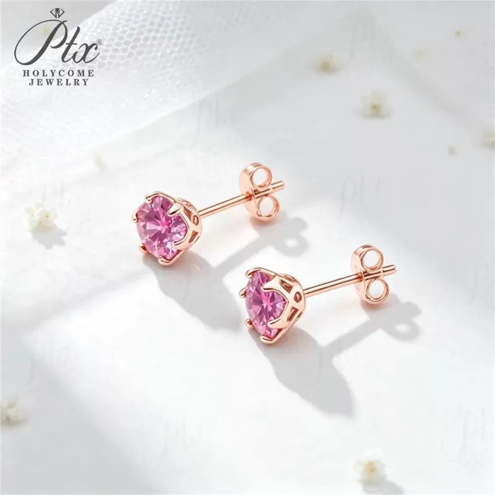 Moissanite 1.0ct Round Cut Earrings Wholesale S925 Silver VVS1 — MOER7613 detail view 2