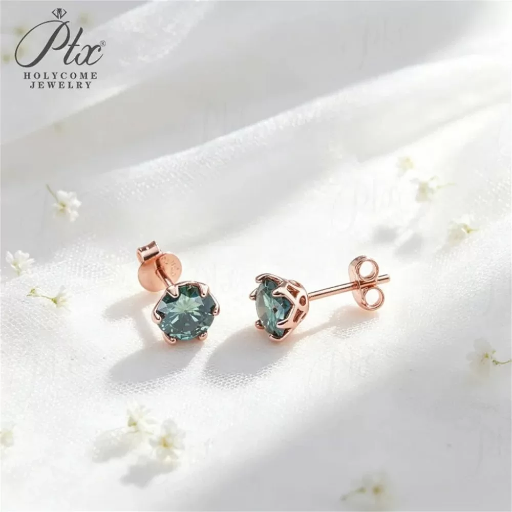 Moissanite 1.0ct Round Cut Earrings Wholesale S925 Silver VVS1 — MOER7613 detail view 3