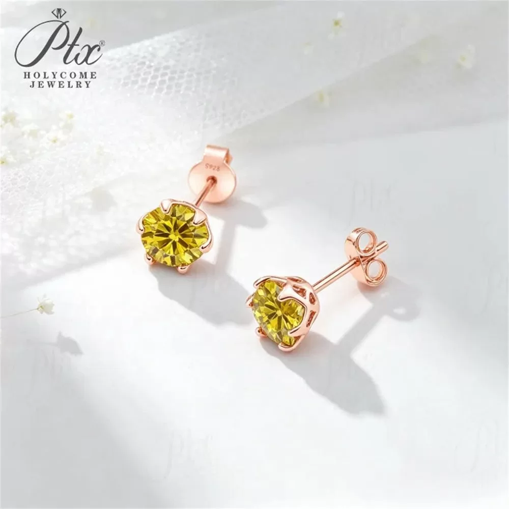 Moissanite 1.0ct Round Cut Earrings Wholesale S925 Silver VVS1 — MOER7613 detail view 6