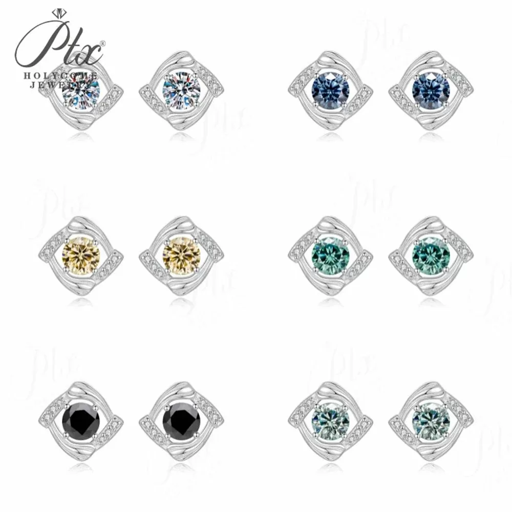 Moissanite 1.0ct Round Cut Earrings Wholesale S925 Silver VVS1 detail view 2