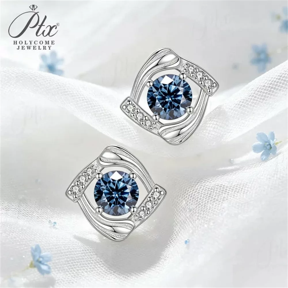 Moissanite 1.0ct Round Cut Earrings Wholesale S925 Silver VVS1 detail view 3