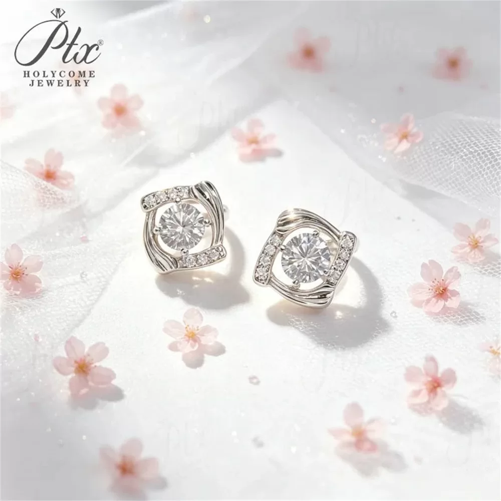 Moissanite 1.0ct Round Cut Earrings Wholesale S925 Silver VVS1 detail view 5