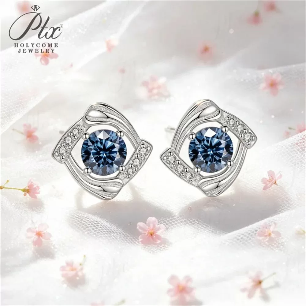 Moissanite 1.0ct Round Cut Earrings Wholesale S925 Silver VVS1 detail view 6